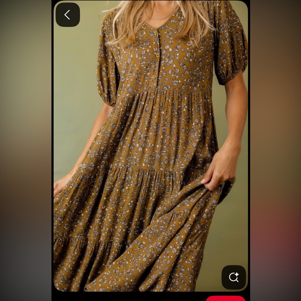 ISO Roolee How Sweet It Is Tiered Midi in Dark Golden Rod